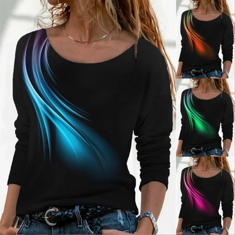 Autumn Winter Women's Geometric Digital Printing Long Sleeve Top Loose Round Neck T-shirt Fashion Casual Wear Versatile Underlay
Autumn Winter Women's Geometric Digital Printing Long Sleeve Top Loose Round Neck T-shirt Fashion Casual Wear Versatile Underlay