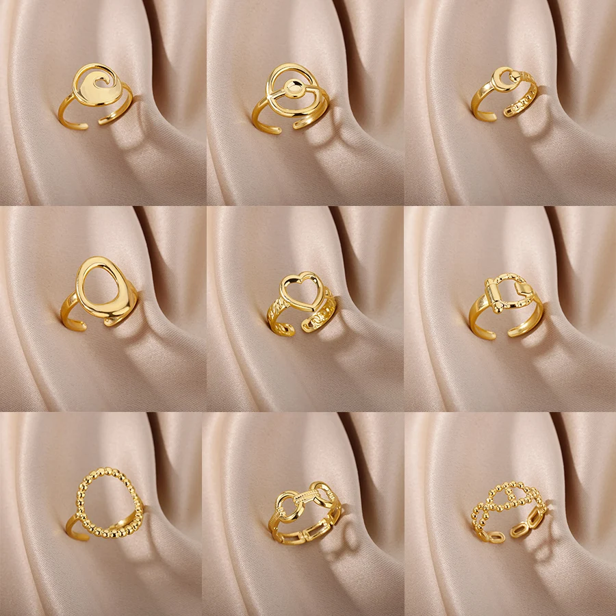 Hollow Round Heart Rings For Women Stainless Steel Open Adjustable Geometry Button Rings Simple Punk Finger Jewelry Bague Femme
Hollow Round Heart Rings For Women Stainless Steel Open Adjustable Geometry Button Rings Simple Punk Finger Jewelry Bague Femme
