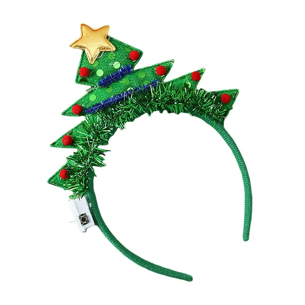 

Festive Party Prop Glowing Christmas Headband Festive Xmas Tree Deer Horn Shape Hair Band Party Decoration Merry Gift Antler