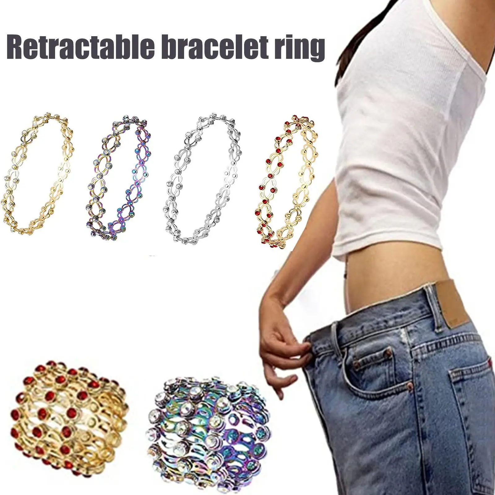 2 In 1 New Creative Magic Stretchable Ring Bracelet For Women Charm Shiny Crystal Retractable Bracelets Rings Jewelry Gift
2 In 1 New Creative Magic Stretchable Ring Bracelet For Women Charm Shiny Crystal Retractable Bracelets Rings Jewelry Gift