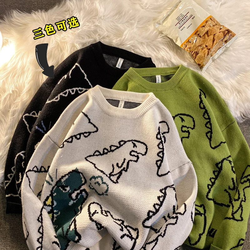 Harajuku Men's And Women's Knitted Sweaters, Cartoon Dinosaur Sweaters, Urban Fashion, 2022
Harajuku Men's And Women's Knitted Sweaters, Cartoon Dinosaur Sweaters, Urban Fashion, 2022