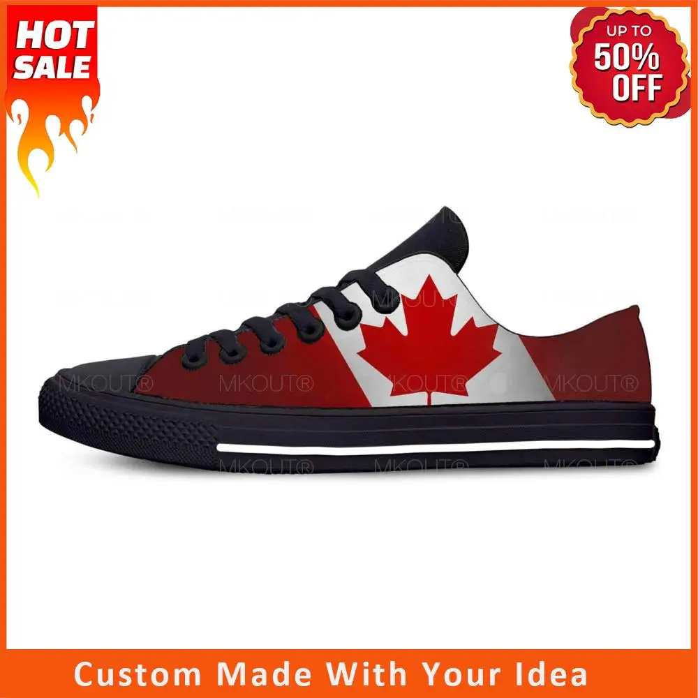 

Canada Canadian Flag Patriotic Pride Funny Fashion Casual Cloth Shoes Low Top Comfortable Breathable 3D Print Men Women Sneakers