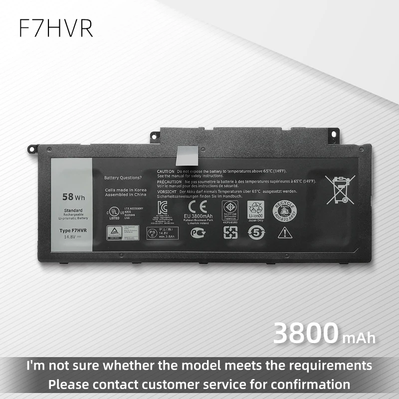 Аккумулятор для ноутбука DELL F7HVR G4YJM 062VNH T2T3J, для Dell Inspiron 17 7000 7737 7746 N7737 15 7000 7537 N7537 P36F P24E 14,8 в 58WH
Аккумулятор для ноутбука DELL F7HVR G4YJM 062VNH T2T3J, для Dell Inspiron 17 7000 7737 7746 N7737 15 7000 7537 N7537 P36F P24E 14,8 в 58WH