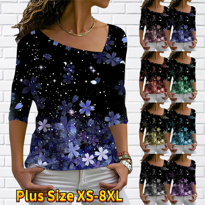 2022 Autumn Winter Women's Fashion Top Trend V-neck T-shirt Floral Print Long Sleeve Casual Loose Size Tee Shirt Ladies Pullover
2022 Autumn Winter Women's Fashion Top Trend V-neck T-shirt Floral Print Long Sleeve Casual Loose Size Tee Shirt Ladies Pullover