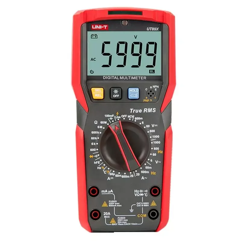 UNI-T UT89X UT89XD Digital Multimeter True RMS NCV 20A Current AC DC Voltmeter Capacitance Resistance Tester
UNI-T UT89X UT89XD Digital Multimeter True RMS NCV 20A Current AC DC Voltmeter Capacitance Resistance Tester
