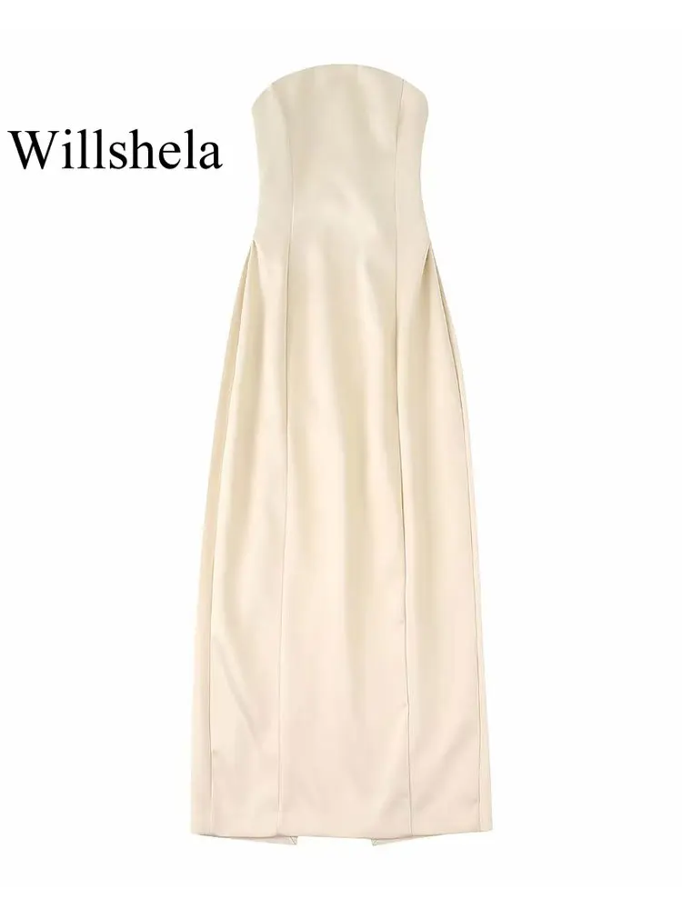 Willshela Women Fashion Beige Off Shoulder Midi Dress Vintage Back Hollow Out Lace Up Back Slit Female Chic Lady Dresses
Willshela Women Fashion Beige Off Shoulder Midi Dress Vintage Back Hollow Out Lace Up Back Slit Female Chic Lady Dresses