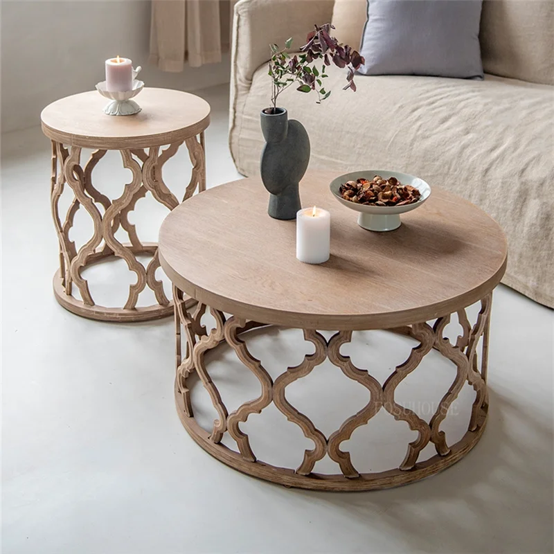 

Круглый Американский кофейный столик в стиле ретро, кофейные столики, современный минималистичный набор для гостиной, скандинавский диван, мебель для боковых столов