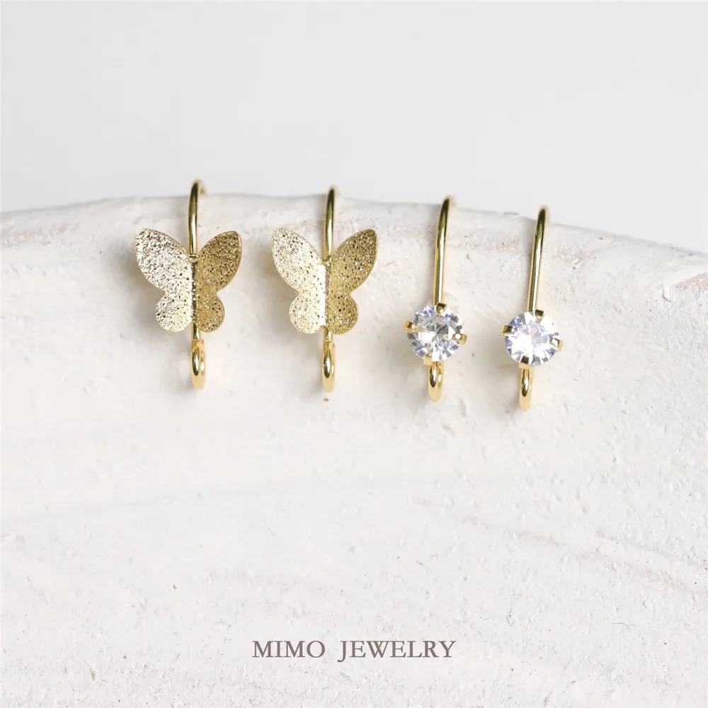 MIMO JEWELRY Copper plated real gold round zirconia ear hooks frosted butterfly ear hooks earrings DIY handmade accessories
MIMO JEWELRY Copper plated real gold round zirconia ear hooks frosted butterfly ear hooks earrings DIY handmade accessories