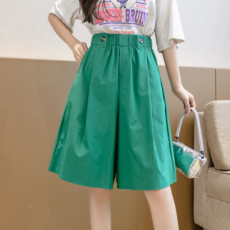 Women Casual Solid Color Loose Summer Pants 2021 Fashion Button High Waist Wide Leg Trouser Female Knee Length Pant Harajuku Pop
Women Casual Solid Color Loose Summer Pants 2021 Fashion Button High Waist Wide Leg Trouser Female Knee Length Pant Harajuku Pop