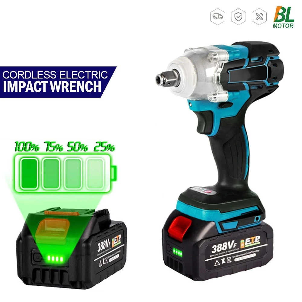 320N.M Brushless Electric Impact Wrench Rechargeable Handheld 1/2 inch 3 Speed Adjustable Power Tools For Makita 18V Battery
320N.M Brushless Electric Impact Wrench Rechargeable Handheld 1/2 inch 3 Speed Adjustable Power Tools For Makita 18V Battery