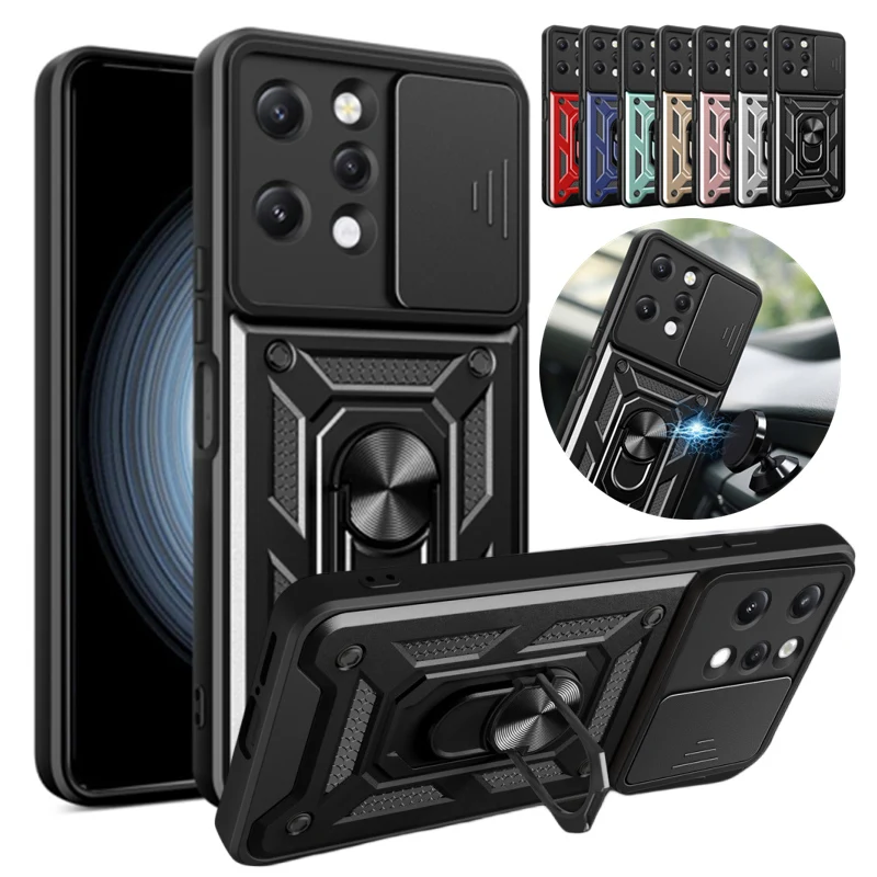 

For Xiaomi Redmi 12 2023 Case Shockproof Armor Slide Camera Lens Protect Funda For Redmy Redmi 12 4G 6.79" Magnetic Ring Cover