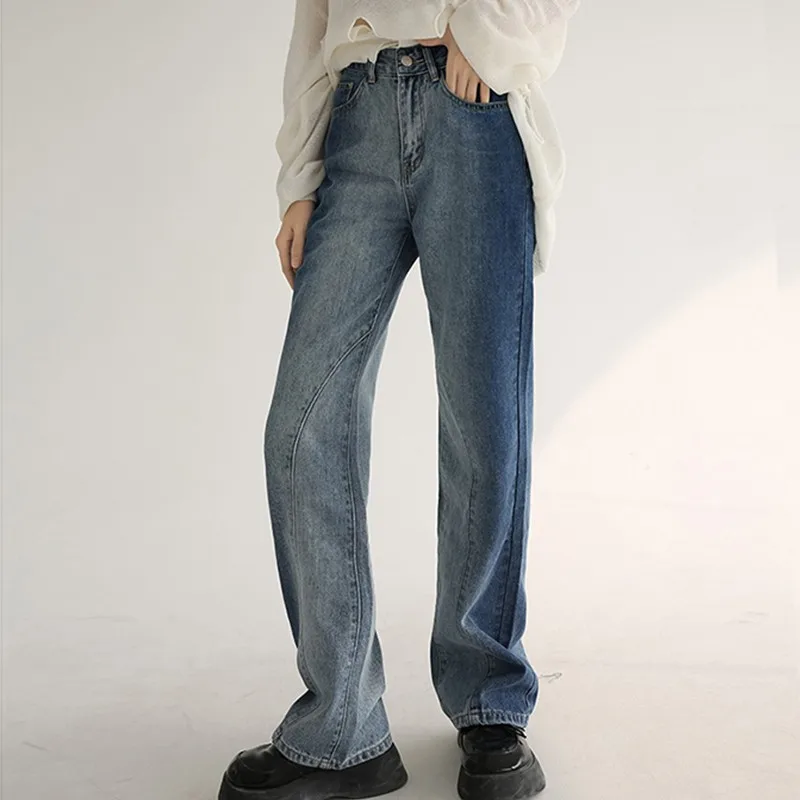 Vintage Color Contrast High Waist Straight Jeans Autumn Fashion Bleached Blue Denim Pants Korean Designer Ladies Harajuku Jeans
Vintage Color Contrast High Waist Straight Jeans Autumn Fashion Bleached Blue Denim Pants Korean Designer Ladies Harajuku Jeans