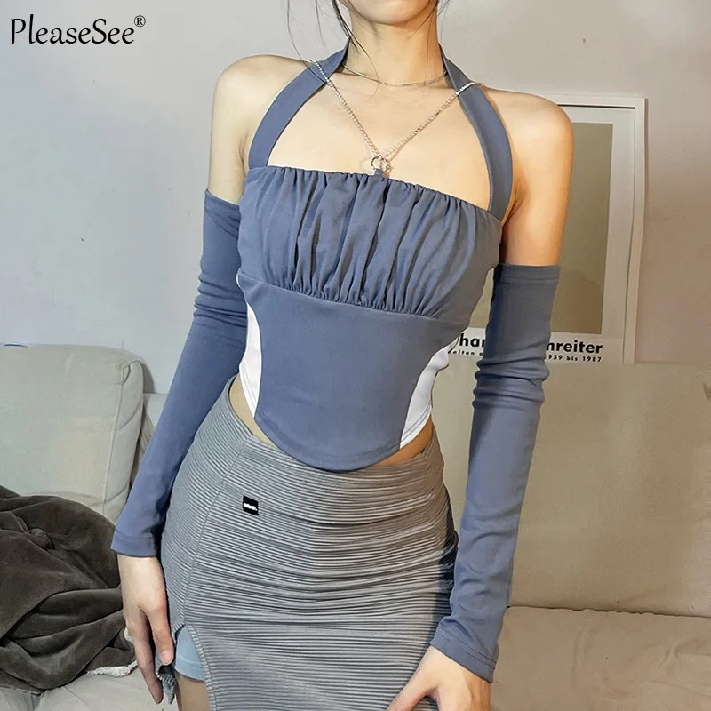 Oversleeve Halter Backless Slim Women's Crop Tops Summer New Casual Lady Sexy Woman T-shirts Female Dropshipping Cheap Wholesale
Oversleeve Halter Backless Slim Women's Crop Tops Summer New Casual Lady Sexy Woman T-shirts Female Dropshipping Cheap Wholesale