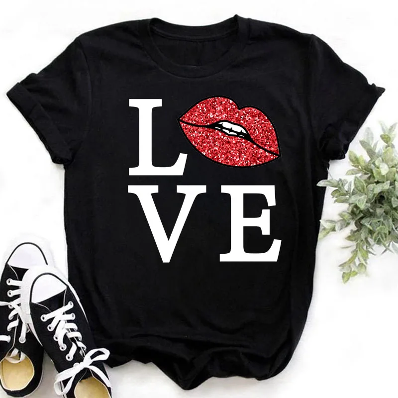 Red Lips Love Printed T Shirt Women Black T-shirt Casual Tops Ladies Harajuku Cute Graphic Tee Shirts Female Funnny Fashion Tops
Red Lips Love Printed T Shirt Women Black T-shirt Casual Tops Ladies Harajuku Cute Graphic Tee Shirts Female Funnny Fashion Tops