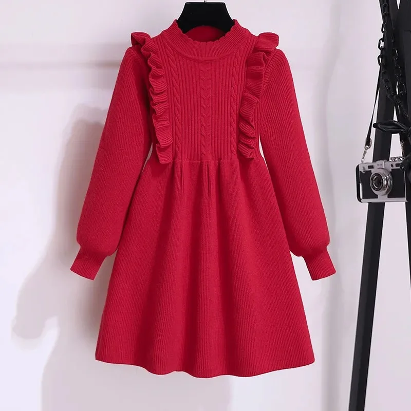 2023 Autumn Winter Teenagers Girls Kids Knit Sweater Dresses Princess lace clothes red new year Christmas 4 5 6 7 8 9 10 11 year
2023 Autumn Winter Teenagers Girls Kids Knit Sweater Dresses Princess lace clothes red new year Christmas 4 5 6 7 8 9 10 11 year