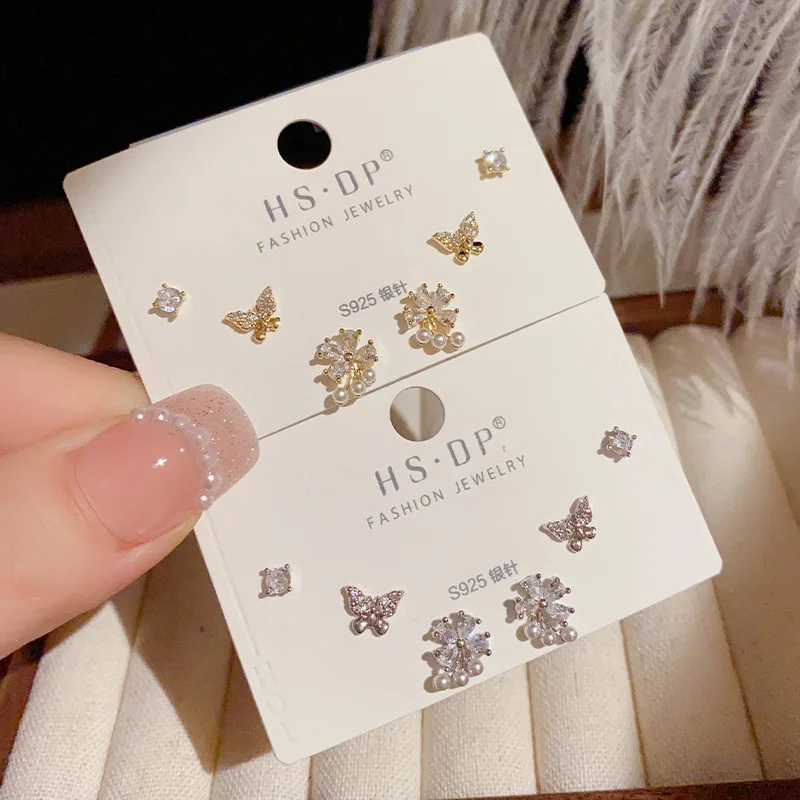 3 Sets Zircon Pearl Butterfly Flower Stud Earrings For Women Copper Thickened 14K Gold Plated Designer Earring Jewelry 2023 New 
3 Sets Zircon Pearl Butterfly Flower Stud Earrings For Women Copper Thickened 14K Gold Plated Designer Earring Jewelry 2023 New