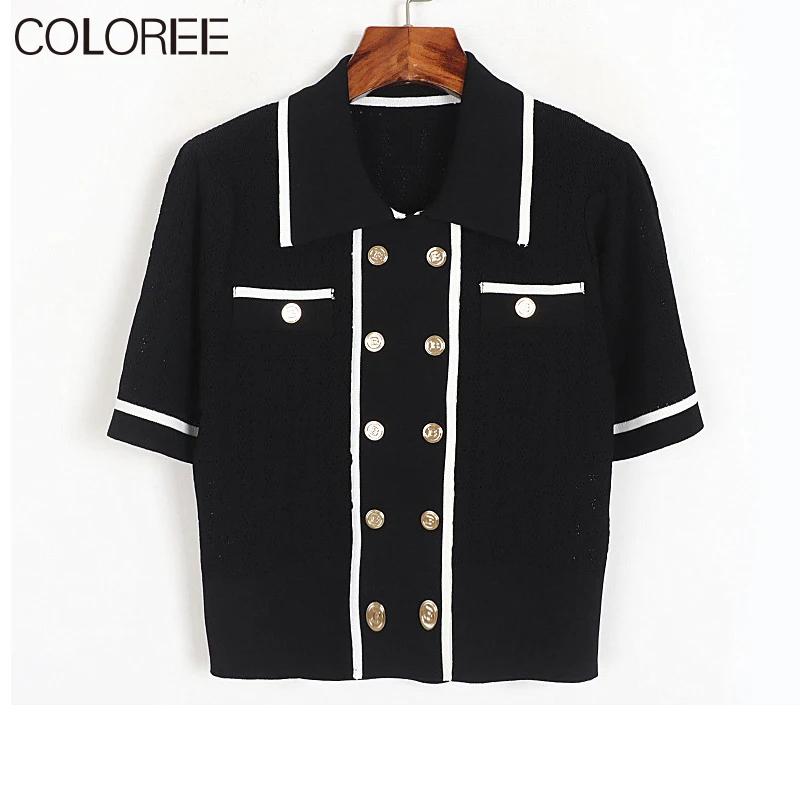 Vintage Summer Clothes for Women 2022 Luxury Designer Elegant Short Sleeve Knitted Sweater Femme White Black Cardigan Mujer 
Vintage Summer Clothes for Women 2022 Luxury Designer Elegant Short Sleeve Knitted Sweater Femme White Black Cardigan Mujer