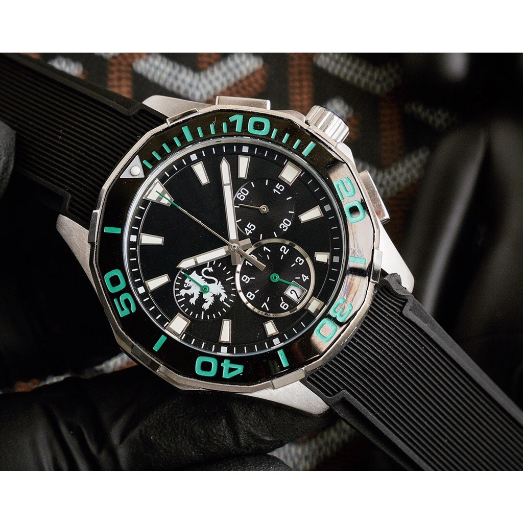 Мужские кварцевые часы с хронографом, керамические, черные, резиновые 
Мужские кварцевые часы с хронографом, керамические, черные, резиновые