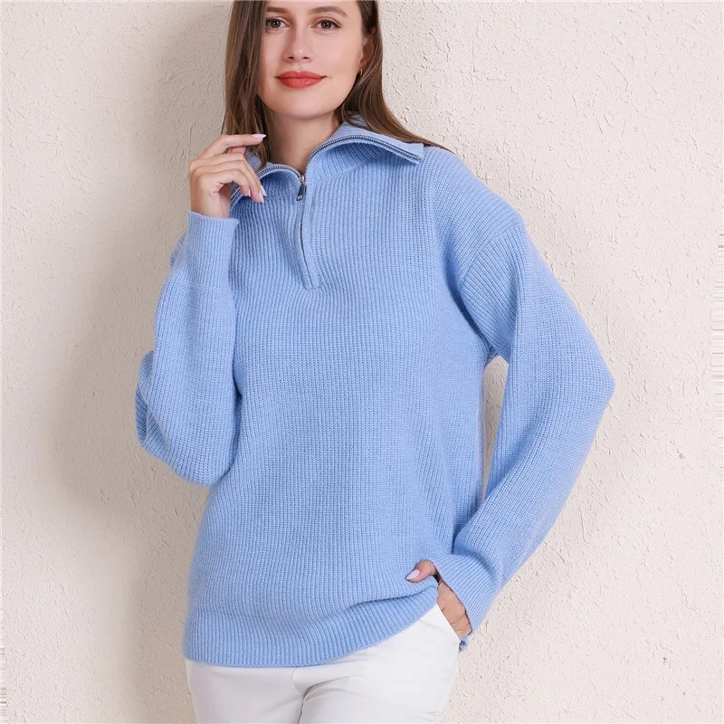 Женский пуловер с высоким воротником на молнии, женские свитера, однотонный вязаный пуловер, повседневный вязаный свитер с длинным рукавом ...
Женский пуловер с высоким воротником на молнии, женские свитера, однотонный вязаный пуловер, повседневный вязаный свитер с длинным рукавом ...