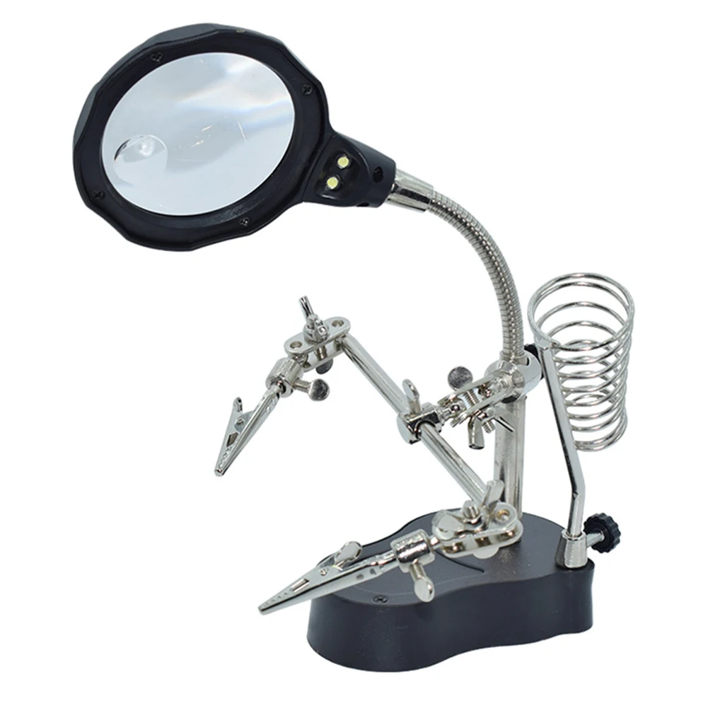 Soldering Iron Station Stand With Welding Magnifying Glass Lens Clip Clamp LED Light Loupe Desktop Magnifier Repair Tool
Soldering Iron Station Stand With Welding Magnifying Glass Lens Clip Clamp LED Light Loupe Desktop Magnifier Repair Tool