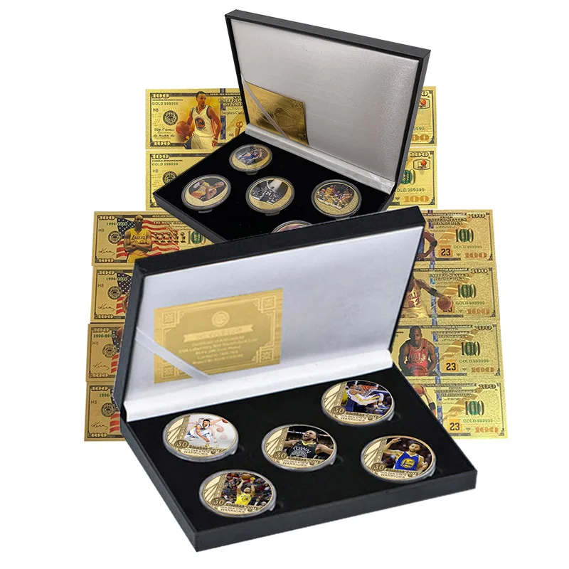 More famous basketball Stars souvenir Cards Gold Banknotes 100 Dollars Banknote Basketball Players Gold coin For Fans Gift
More famous basketball Stars souvenir Cards Gold Banknotes 100 Dollars Banknote Basketball Players Gold coin For Fans Gift