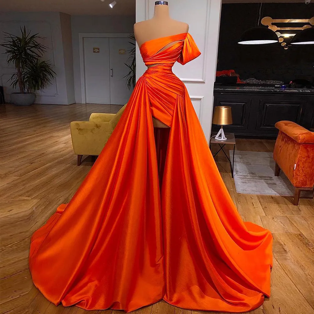 Evening Dresses A Line Short Sleeve Pleated Modern Wedding Evening Gowns Asymmetrical High Slit Sexy Women's Formal Party Dress
Evening Dresses A Line Short Sleeve Pleated Modern Wedding Evening Gowns Asymmetrical High Slit Sexy Women's Formal Party Dress