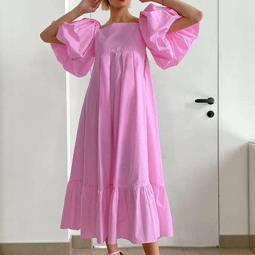 Casual Women Summer Maxi Dress 100% Cotton O Neck A-line Oversize Short Sleeve Midi Dress Puff Sleeve Long Dress
Casual Women Summer Maxi Dress 100% Cotton O Neck A-line Oversize Short Sleeve Midi Dress Puff Sleeve Long Dress