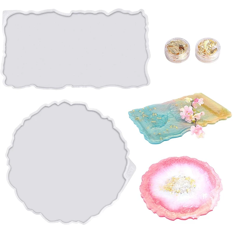 2 Pieces Tray Silicone Mold Kit Irregular Epoxy Resin Tray Molds For DIY Crafts (Rectangle+Round)
2 Pieces Tray Silicone Mold Kit Irregular Epoxy Resin Tray Molds For DIY Crafts (Rectangle+Round)