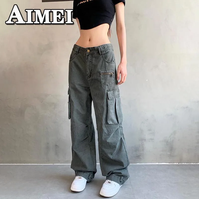 Брюки-карго Y2K женские джинсовые, приталенные прямые штаны с большими карманами, винтажные повседневные мешковатые брюки с завышенной талией, серые
Брюки-карго Y2K женские джинсовые, приталенные прямые штаны с большими карманами, винтажные повседневные мешковатые брюки с завышенной талией, серые