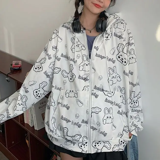 Cute Bunny Full Print Oversized Hoodie Woman Fall Kawaii Casual Cardigan Zip Top Fashion Luscious Long Sleeve Hooded Streetwear
Cute Bunny Full Print Oversized Hoodie Woman Fall Kawaii Casual Cardigan Zip Top Fashion Luscious Long Sleeve Hooded Streetwear