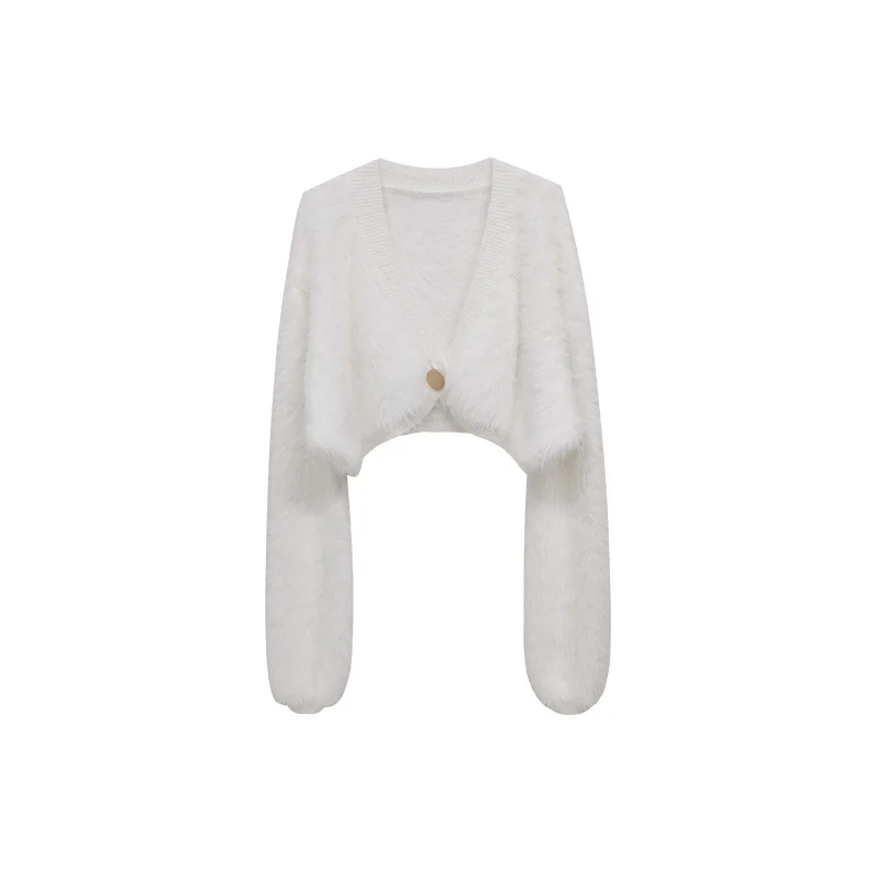 2022 New Spring and Autumn fashion short women's Mohair V-neck loose cardigan coat long sleeve top
2022 New Spring and Autumn fashion short women's Mohair V-neck loose cardigan coat long sleeve top