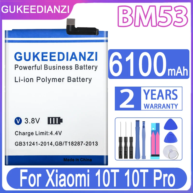 GUKEEDIANZI Battery For Xiao Mi BM53 BM 53 6100mAh Replacement Battery For Xiaomi 10T 10T Pro 10TPro Batteria + Free Tools
GUKEEDIANZI Battery For Xiao Mi BM53 BM 53 6100mAh Replacement Battery For Xiaomi 10T 10T Pro 10TPro Batteria + Free Tools