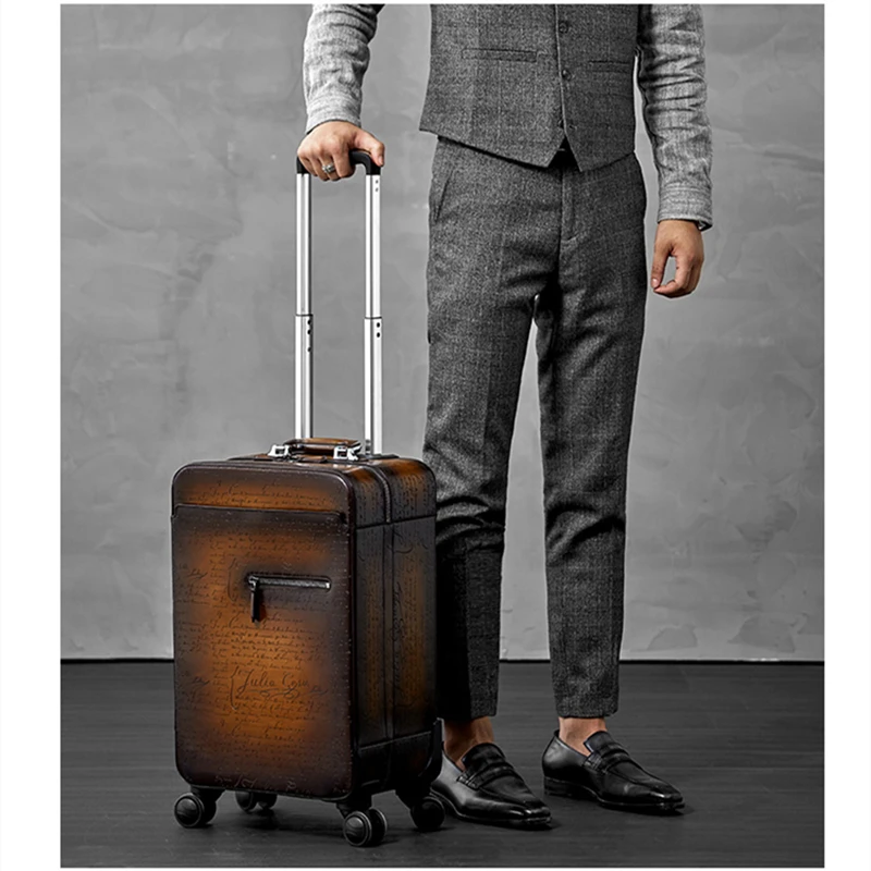 Italian Cowhide Leather Trolley Case Luxury Business Luggage 22" Genuine Leather Universal Wheel Password Boarding Soft Sui
Italian Cowhide Leather Trolley Case Luxury Business Luggage 22" Genuine Leather Universal Wheel Password Boarding Soft Sui