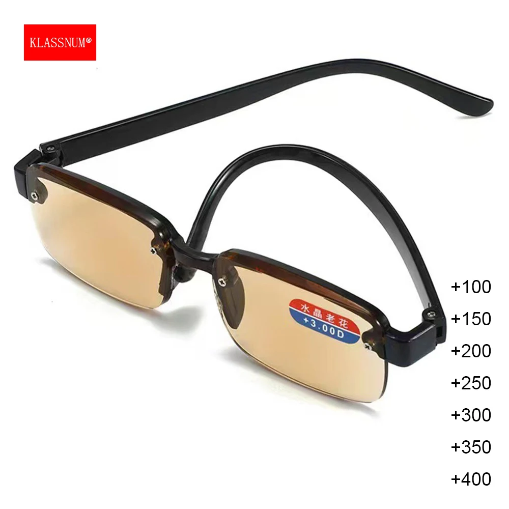 

Мужские очки для чтения kвысокого качества, ультратонкие очки для дальнозоркости, с коричневыми прозрачными линзами, с защитой от синего света, с увеличением + 1,0, 2,5, 4,0
