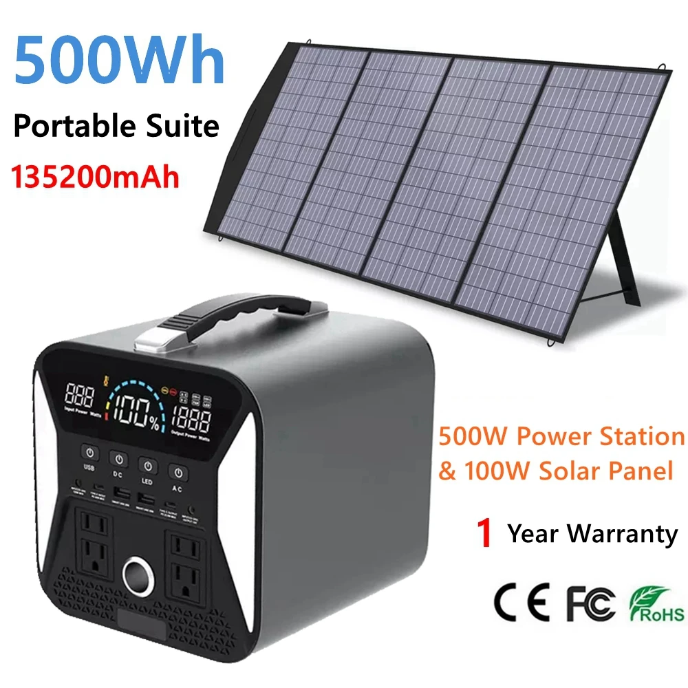 500W Solar Generator 220V Camping Portable Power Station with 100W Solar Panel PD Fast Charging 18650 Battery Emergency Backup
500W Solar Generator 220V Camping Portable Power Station with 100W Solar Panel PD Fast Charging 18650 Battery Emergency Backup