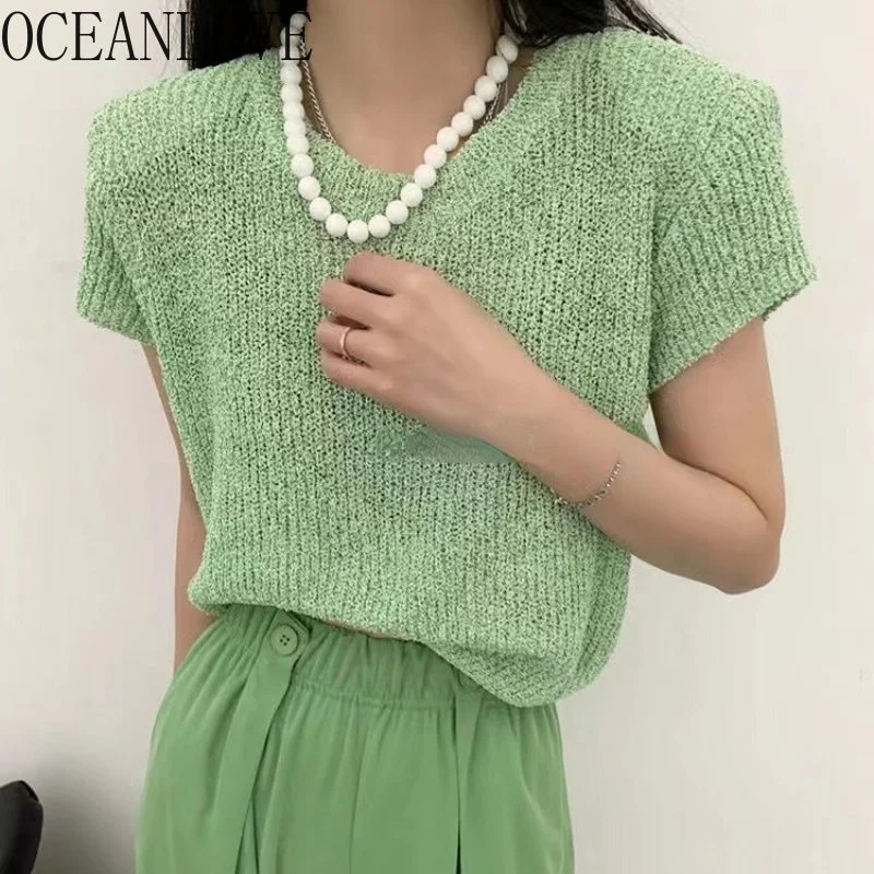 Thin Spring Summer Women Pullovers Candy Color Korean ashion Sweet Sweaters Loose Short Loose O Neck Pull emme
Thin Spring Summer Women Pullovers Candy Color Korean ashion Sweet Sweaters Loose Short Loose O Neck Pull emme