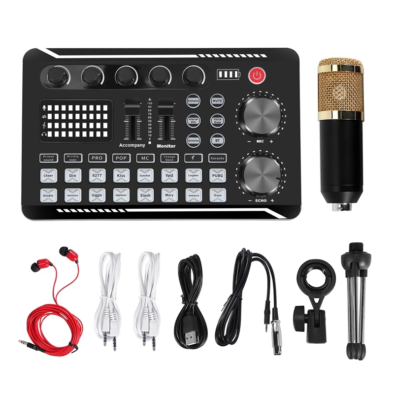 F998 Sound Card Kit,BM-800 Microphone Kit,With Live Sound Card,Audio Mixer Condenser PC Gaming Mic,For Streaming/Games
F998 Sound Card Kit,BM-800 Microphone Kit,With Live Sound Card,Audio Mixer Condenser PC Gaming Mic,For Streaming/Games