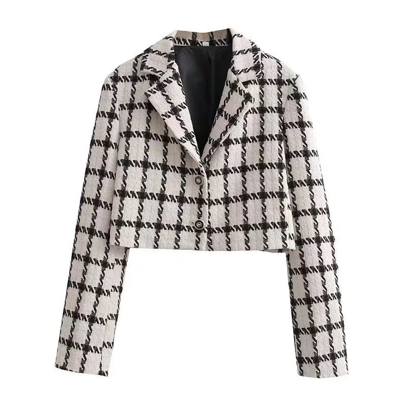 Chic Office Lady Plaid Short Blazers For Women Elegant Stylish Coats 2023 Women's Long Sleeve Single Breasted Slim Blazer
Chic Office Lady Plaid Short Blazers For Women Elegant Stylish Coats 2023 Women's Long Sleeve Single Breasted Slim Blazer