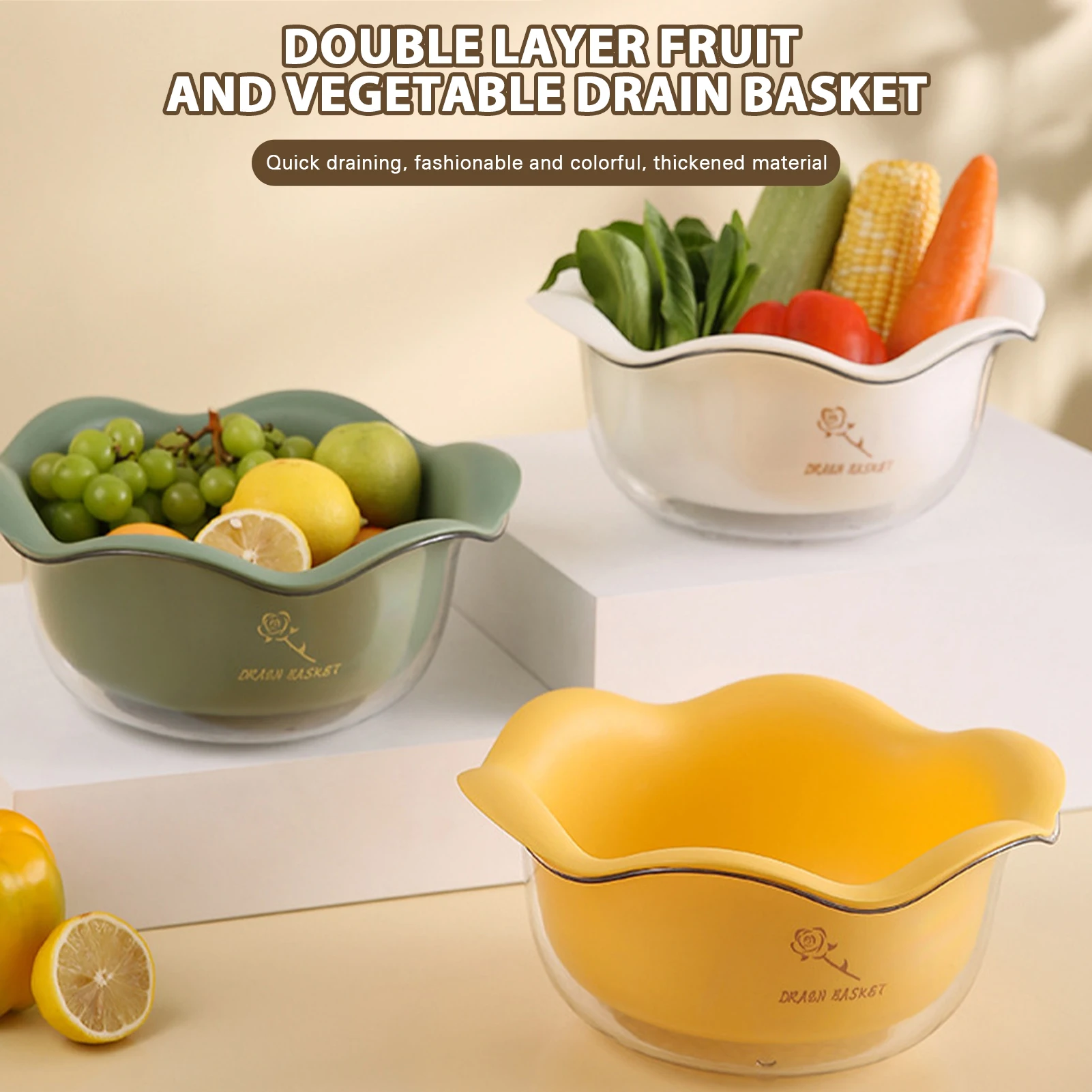 2 in 1 Kitchen Vegetable Basket Petal Shaped Fruit and Vegetable Draining Basket Set Multifunctional Kitchen Supplies
2 in 1 Kitchen Vegetable Basket Petal Shaped Fruit and Vegetable Draining Basket Set Multifunctional Kitchen Supplies