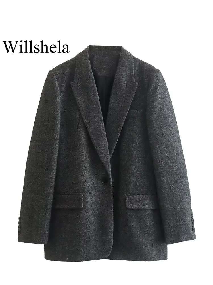 Willshela Women Fashion Solid Herringbone Blazer Vintage Notched Neck Single Button Long Sleeves Female Chic Lady Outfits
Willshela Women Fashion Solid Herringbone Blazer Vintage Notched Neck Single Button Long Sleeves Female Chic Lady Outfits