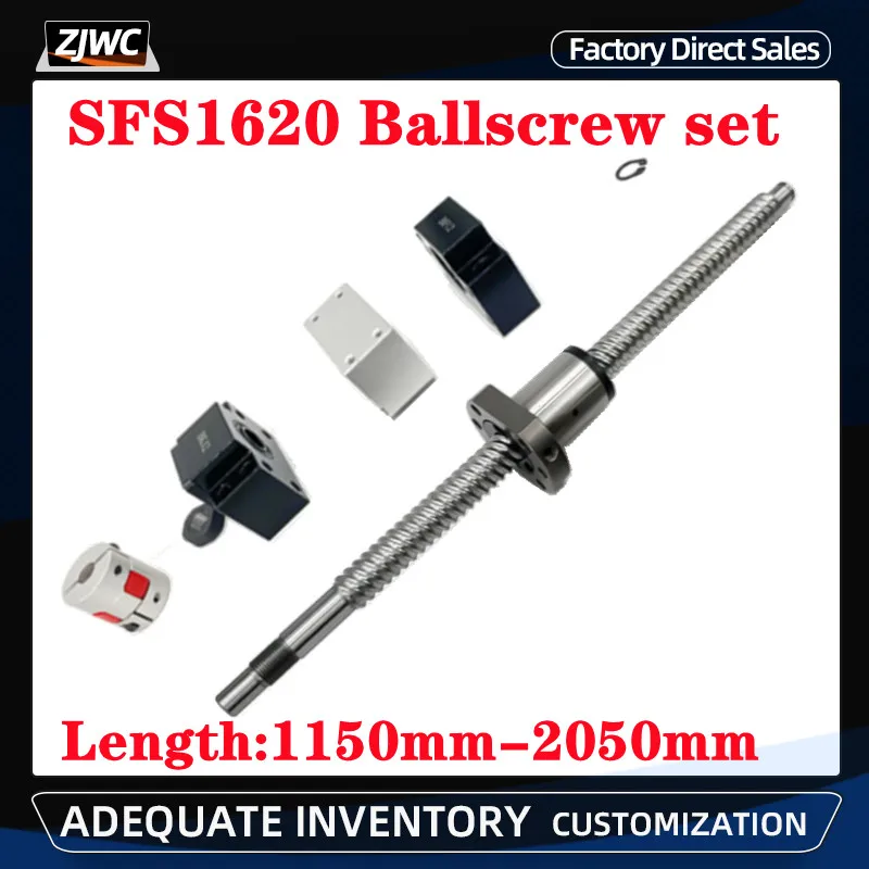 1set SFS1620 ball screw L1150-2050mm+SFS silent nut+BKBF/EKEF/FKFF12+DSG16H+XB25*30 for 3D printer standard processing CNC Parts
1set SFS1620 ball screw L1150-2050mm+SFS silent nut+BKBF/EKEF/FKFF12+DSG16H+XB25*30 for 3D printer standard processing CNC Parts