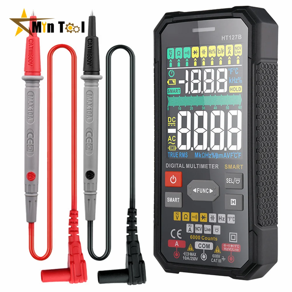 HT127B Digital Multimeter 3.1 inch LCD VA Display 6000 Counts Meter Auto Range True RMS NCV Tester for Electrical Tool
HT127B Digital Multimeter 3.1 inch LCD VA Display 6000 Counts Meter Auto Range True RMS NCV Tester for Electrical Tool