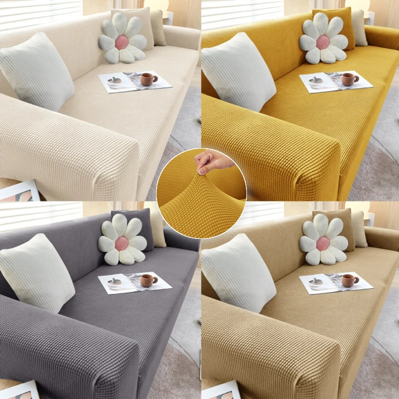 

1/2/3/4 Seat Polar Fleece Thick Elastic Sofa Cover Slipcover For Living Room Stretch Armchair Cover Corner Couch Cover