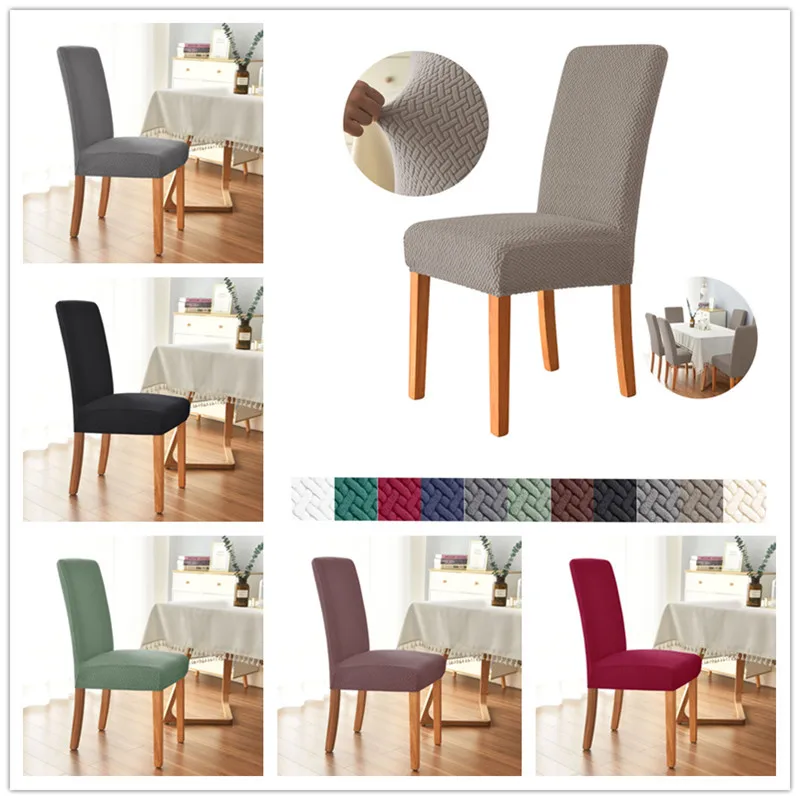 Solid Color Jacquard Chair Covers Elastic Dining Chair Covers for Home Wedding Dining Room Office Banquet Chair Cover Seat Cover 
Solid Color Jacquard Chair Covers Elastic Dining Chair Covers for Home Wedding Dining Room Office Banquet Chair Cover Seat Cover