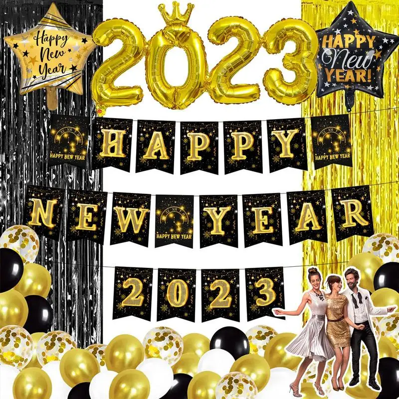 New Years Eve Party Supplies 2023 Black And Gold New Year Party Decorations 2023 Aluminum Foil Balloons For New Year Festival
New Years Eve Party Supplies 2023 Black And Gold New Year Party Decorations 2023 Aluminum Foil Balloons For New Year Festival