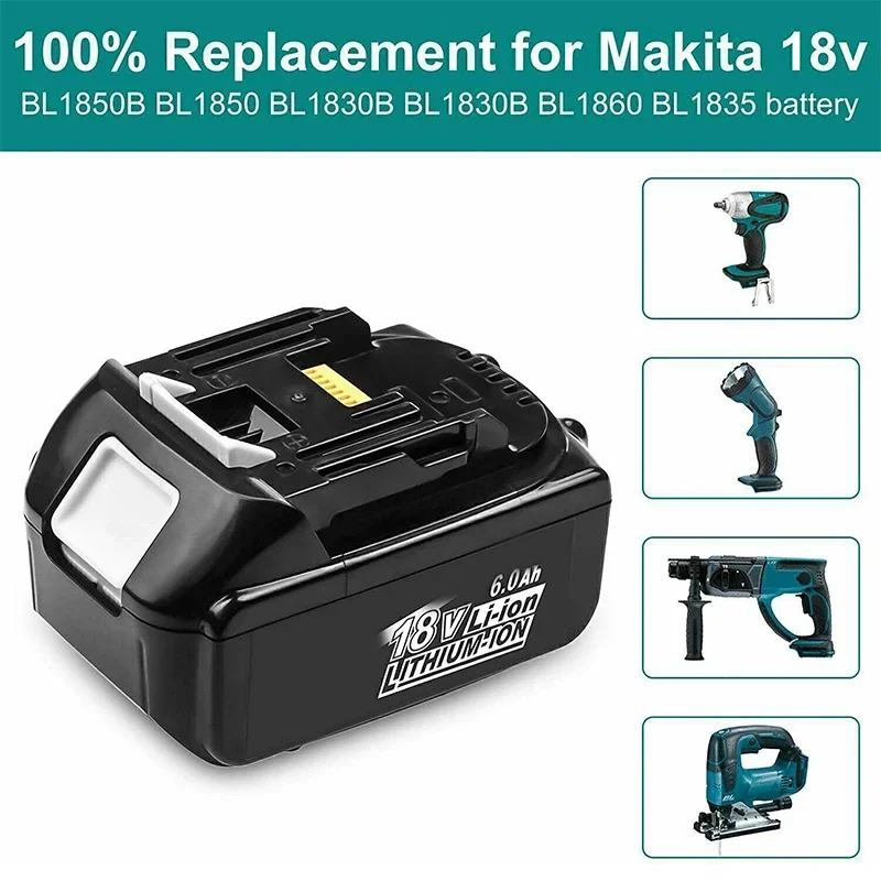 Перезаряжаемая литиевая батарея для Makita 18 в 6,0 Ач 9,0 Ач, электроинструмент BL1860 BL1850B BL1850 BL1840 BL1830, сменная батарея
Перезаряжаемая литиевая батарея для Makita 18 в 6,0 Ач 9,0 Ач, электроинструмент BL1860 BL1850B BL1850 BL1840 BL1830, сменная батарея