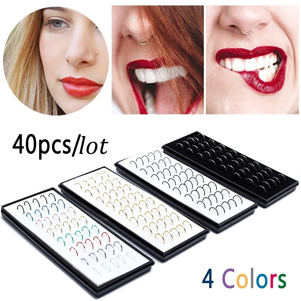 40PC/Set Stainless Steel Colorful Fashion Nose Hoop Ring for Women Body Jewelry Fake Septum Nose Piercing Aro Nariz Wholesale
40PC/Set Stainless Steel Colorful Fashion Nose Hoop Ring for Women Body Jewelry Fake Septum Nose Piercing Aro Nariz Wholesale