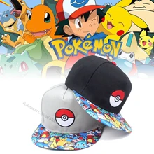 2022 Spring New Pokemon Adjustable Baseball Snapbacks Caps Flat Cartoon Anime Pikachu Hats Hip Hop Hat Outdoor Sports Cap Gift