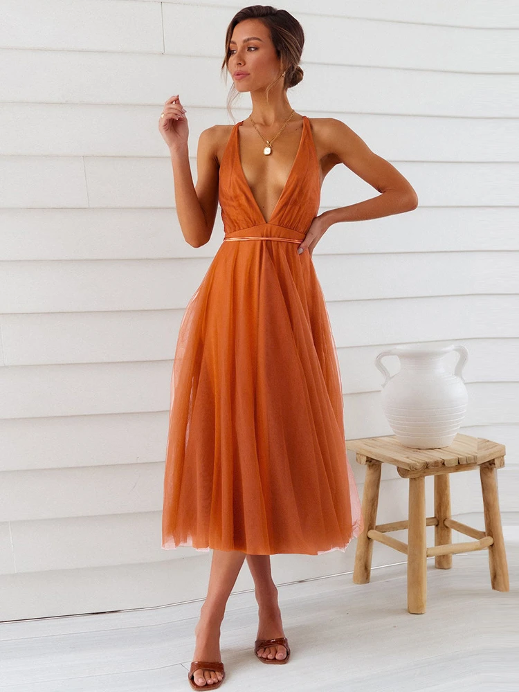 Summer Sexy Slip Dress Women Mesh Patchwork Backless Bandage Evening Party Dress Elegant Luxury Sleeveless Female Robe
Summer Sexy Slip Dress Women Mesh Patchwork Backless Bandage Evening Party Dress Elegant Luxury Sleeveless Female Robe