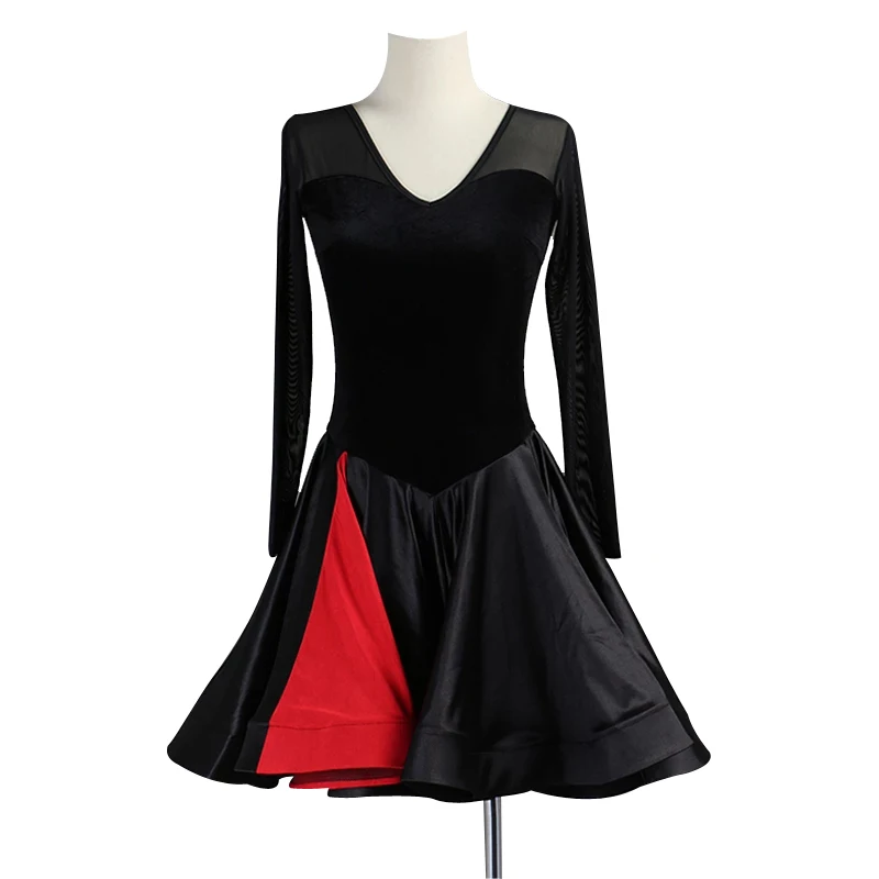 New long sleeve black latin dance costumes Women's girls Performance salsa latin dance dress
New long sleeve black latin dance costumes Women's girls Performance salsa latin dance dress